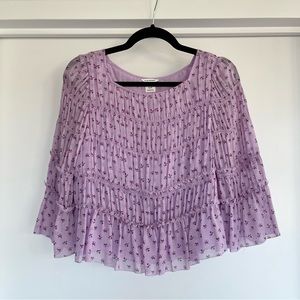 Club Monaco Floral Ruffle Top